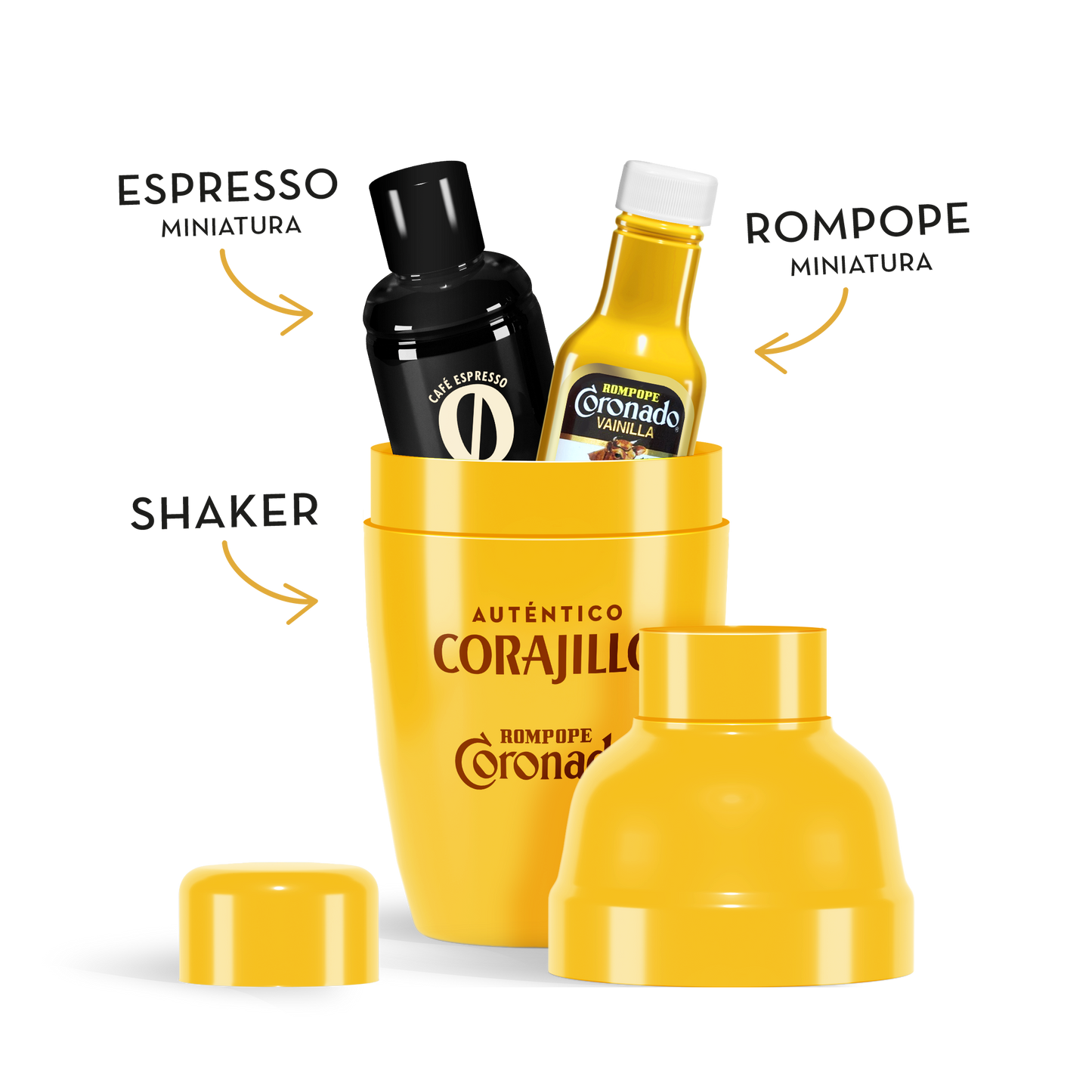 Corajillo x Rompope Coronado – Original 100ml – Shaker + Espresso y Rompope de Vainilla