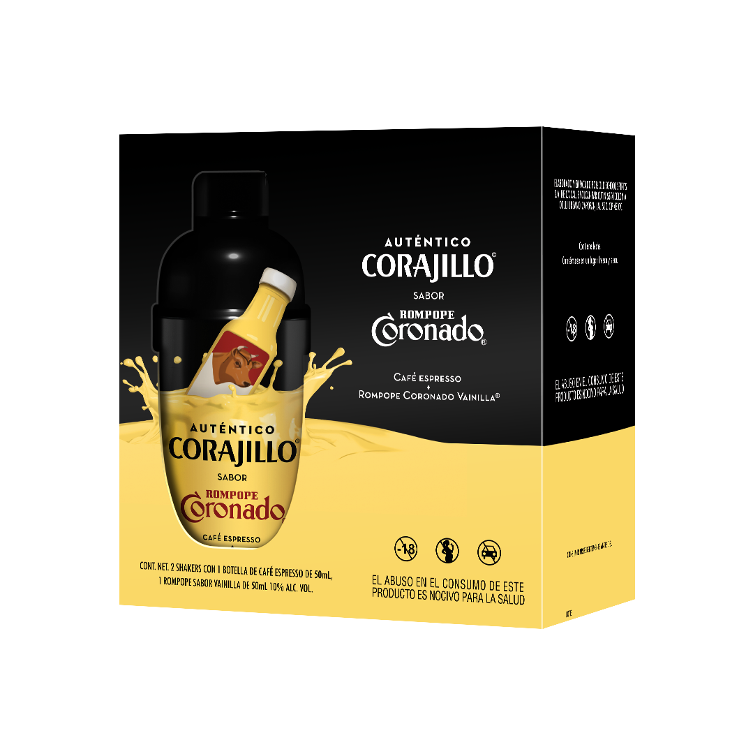 Corajillo x Rompope Coronado – Duo Pack – 2 Shakers con Espresso y Rompope de Vainilla